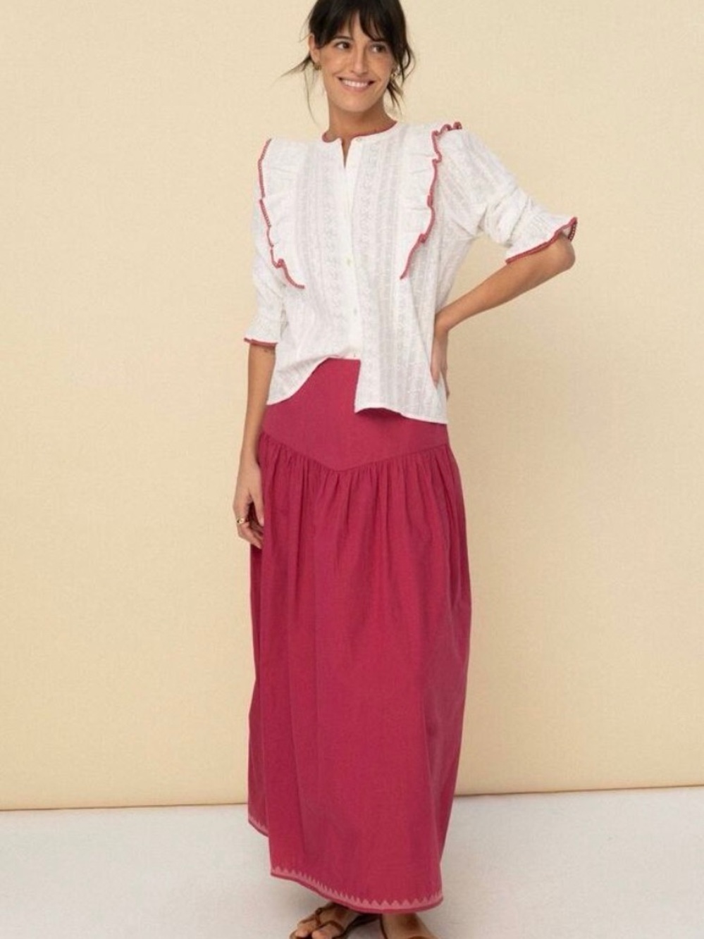 Sonmer Maxi Skirt in Raspberry Pink 100% Organic Cotton